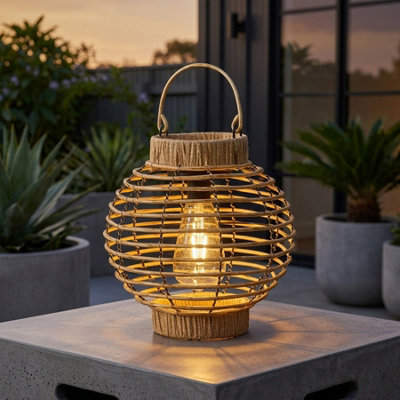 Garden Greatness Lunaria Terra Rattan Solar Garden Lantern from B&Q