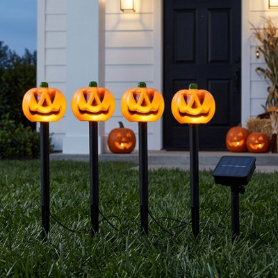 Garden Greatness 4 Pack Halloween Pumpkin Solar Stake Lights