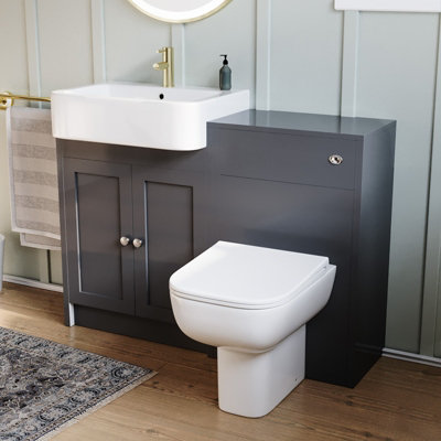 B&Q -  Anthracite 1100mm Traditional Vanity Basin Wc Unit & Btw Toilet Unit