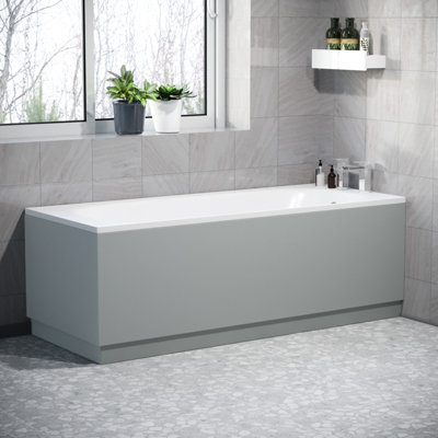 Nes Home Water Proof Bath Panels 1800 Front And 800 End Panel Matt Grey from B&Q