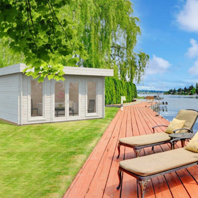 Palmako Bret 1 Modern Summer House - 4.58M X 3.38M - 44Mm Wall Logs Double Glazed Light