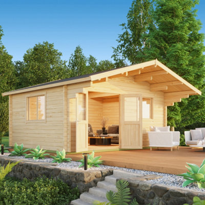 B&Q -  Zanzibar 1 4.85M X 3.90M70mm Wall Logs