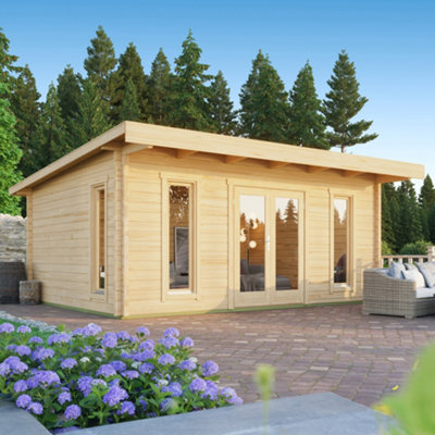 Lasita Maja Lasita Barbados 5 Modern Summer House - 5.05M X 3.9M - Garden Log Cabin Double Glazed