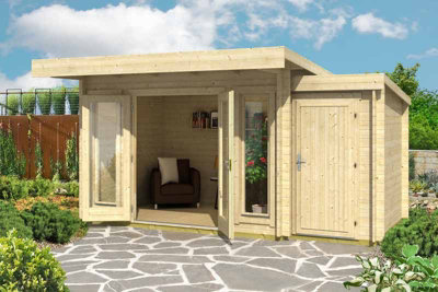 Lasita Maja Bike Extension 2000-Log Cabin, Wooden Garden Room, Timber Summerhouse, Home Office - L130 X W220 X H210.9 Cm