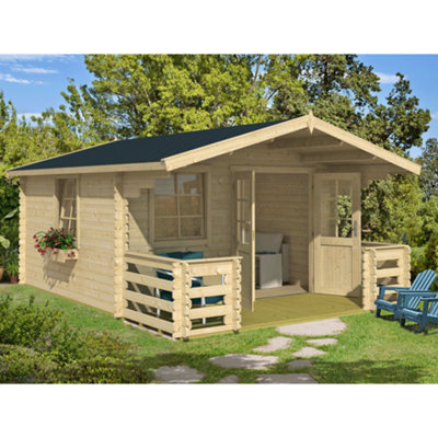 Lasita Maja Lasita Osland Luna 2 Log Cabin With Porch - 5M X 3.6M - Traditional Style With Veranda Area-32036 