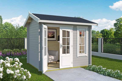 Lasita Maja Alex Mini-Log Cabin, Wooden Garden Room, Timber Summerhouse, Home Office - L290 X W254.1 X H245.1 Cm