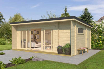 Lasita Maja Lasita Java Summer House - 6.1M X 3.9M - Multi-Room Log Cabin Double Glazed Sliding Door-32060 
