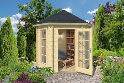 Lasita Maja Inverness 44-Log Cabin, Wooden Garden Room, Timber Summerhouse, Home Office - L320 X W277.1 X H289.6 Cm-32064 