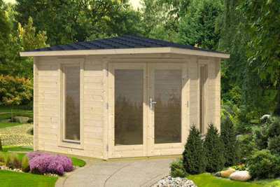 Lasita Maja Edinburgh 1-Log Cabin, Wooden Garden Room, Timber Summerhouse, Home Office - H246.2 Cm