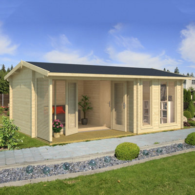 Lasita Maja Lasita Mornington Two Room Summer House - 5.95M X 3.9M - Garden Log Cabin Double Glazed