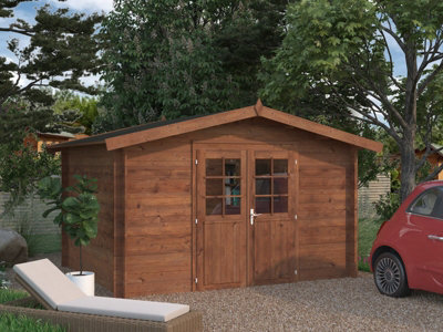B&Q -  Valentine 9.0M² Shed 3.4M X 2.8M28mm Wall Logs