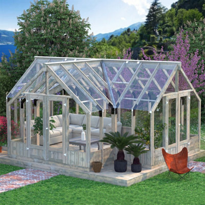 B&Q -  Emilia 19.1M² Glasshouse4.21M X 5.43M18mm Wall Logs
