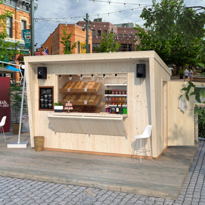B&Q -  Kira Market Stall 7.7M²3.6M X 2.3M16mm Wall Logs