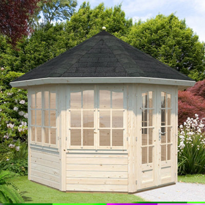 Palmako Light Veronica 2.9M X 2.9M Octagonal Summer House Log Cabin (28Mm) - 4 Windows - Image 3