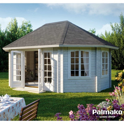 Palmako Hanna Pavilion Summer House5.7M X 4.2M44mm Wall Logs Double Glazed from B&Q