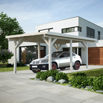 B&Q -  Karl 1 Carport 11.7M²3.6M X 5.1M120 X 120 Wall Logs