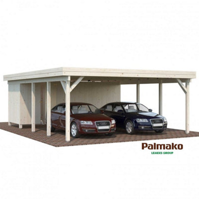 B&Q -  Karl 2 40.6M² Carport6.0M X 7.6M Wall Logs