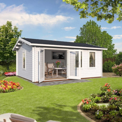 B&Q -  Iris Log Cabin5.1M X 3.9M44mm Double Glazed Garden Building