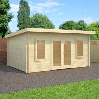 Palmako Lisa 14.2 Summer House - 4.5M X 3.3M - Modern Garden Building 44mm Wall Logs - Double Glazed