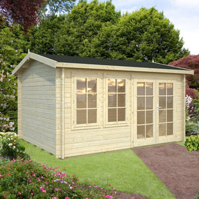 Palmako Iris 11.1 Summer House - 3.9M X 3M - Modern Garden Building 44mm Wall Logs - Double Glazed