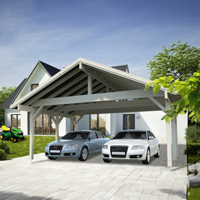 B&Q -  Robert Double Carport 20.6M²5.54M X 5.1M120 X 120 Wall Logs