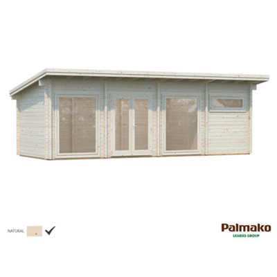 B&Q -  Heidi Modern Pent Log Cabin8.2M X 3M70mm Premium Thickness Wall Logs Double Glazed