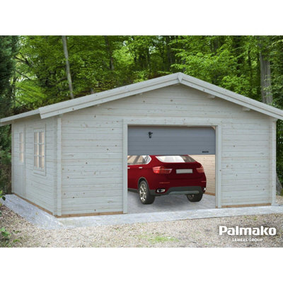 B&Q -  Roger 27.7M² With Side Hung Double Garage Doors5.4M X 5.4M70mm Wall Logs