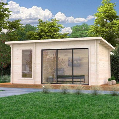B&Q -  Sanna 12.8M²5M X 2.7M44mm Wall Logs