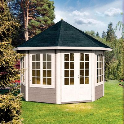 B&Q -  Veronica 4 Octagonal Summer House3.4M DiameterGlass Glazing 34mm Wall Logs