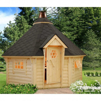 Palmako Eva Not Including Barbeque And Smoke Hood - 3.8M X 3.8M - 44Mm Wall Logs 11.4M²