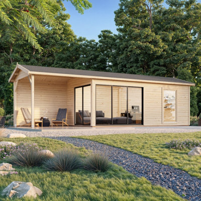 B&Q -  Amanda 17.1 + 7.8M²5.95M X 3.0M (Plus 2.78M)44mm Wall Logs