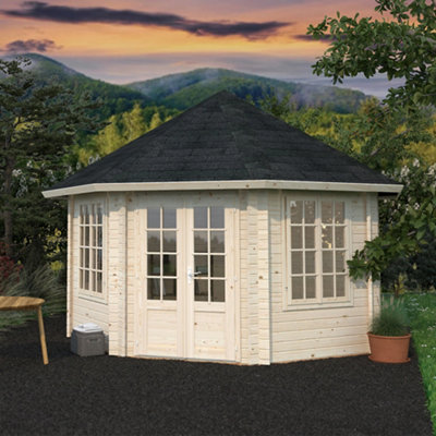 Palmako Palmako Hanna Pavilion Summer House4.2M Diameter44mm Wall Logs Double Glazed from B&Q