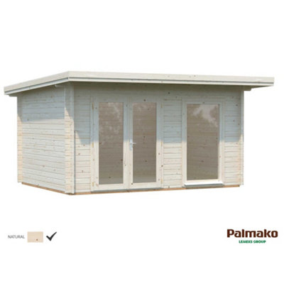 B&Q -  Heidi Modern Pent Log Cabin4.1M X 3M44mm Premium Thickness Wall Logs Double Glazed