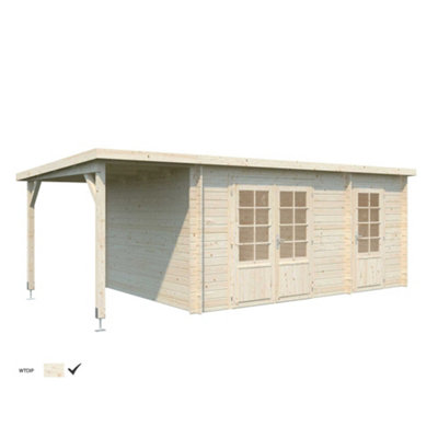 Palmako Ella Two Room Summer House With Veranda5.9M X 3M28mm Wall Logs Glass Glazing from B&Q