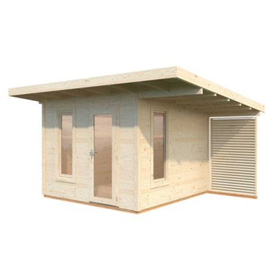 B&Q -  Grace Summer House With Veranda3M X 2.9M56mm Glu-Lam Wall Logs Double Glazing