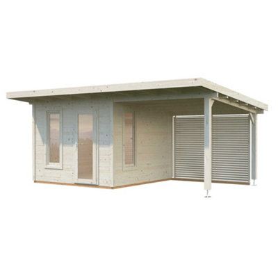 B&Q -  Grace Summer House With Veranda5.6M X 2.9M56mm Glu-Lam Wall Logs Double Glazing
