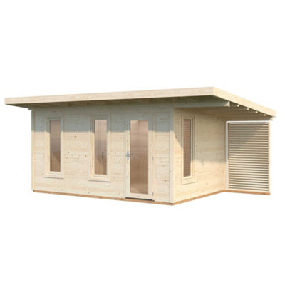 B&Q -  Grace Summer House With Veranda4.5M X 2.9M56mm Glu-Lam Wall Logs Double Glazing