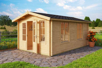 B&Q -  Alexandra-Log CabinWooden Garden RoomTimber SummerhouseHome OfficeL535 X W347.6 X H245.1 Cm