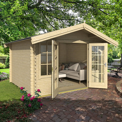 Lasita Maja Lasita Osland Robin Log Cabin - 3.3M X 2.8M - Traditional Log Cabin With Overhang Roof