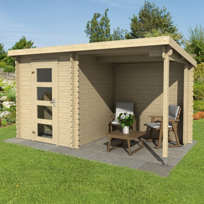 B&Q -  Lasita Osland Jelle 175 Plus Log Cabin With Veranda3.7M X 1.7MSummer House