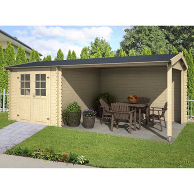 B&Q -  Lasita Osland Ivana Log Cabin With Canopy Area 19 X 9 Ft