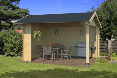 Lasita Maja Kirian 300-Log Cabin, Wooden Garden Room, Timber Summerhouse, Home Office - L420 X W389.4 X H273.6 Cm