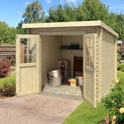 B&Q -  Lasita Osland Indi 175 Log Cabin2.3M X 1.75M28mm Log Cabin Shed