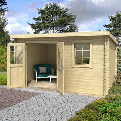 B&Q -  Lasita Osland Amira 2752.75M X 3.8MPent Roof Log Cabin Summer House