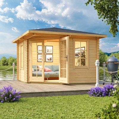 Lasita Maja Lasita Anderby 1 Corner Summer House - 3M X 3M - Log Cabin Compact Cabin