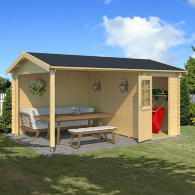 Lasita Maja Lasita Osland Wibo Log Cabin With Veranda - 4.25M X 3M - Patio Canopy Area