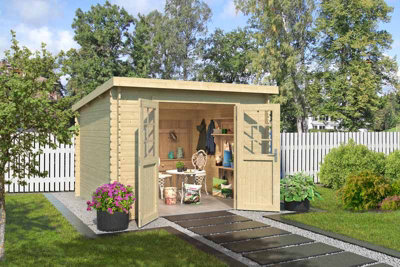 Lasita Maja San Jose 275-Log Cabin, Wooden Garden Room, Timber Summerhouse, Home Office - L295 X W313.9 X H210.9 Cm