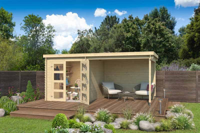 Lasita Maja Long Beach-Log Cabin, Wooden Garden Room, Timber Summerhouse, Home Office - L492.2 X W254.9 X H216.6 Cm