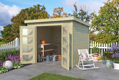 Lasita Maja Zambezi 3-Log Cabin, Wooden Garden Room, Timber Summerhouse, Home Office - L270 X W224.6 X H210.9 Cm