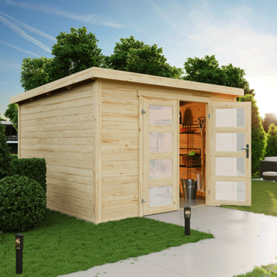 Lasita Maja Lasita Osland Zambezi 6 Storage Shed - 3M X 2.5M - Log Cabin Style Shed-32139 